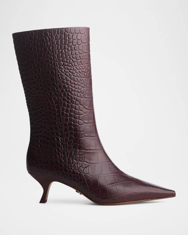 Mott Croc-Embossed Leather Boots